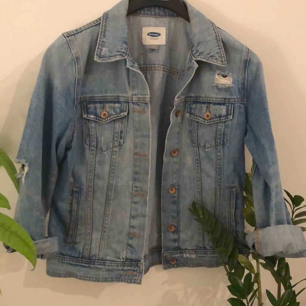 Distressed jean jacket